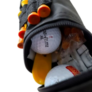 Golf baggie with balls, pins